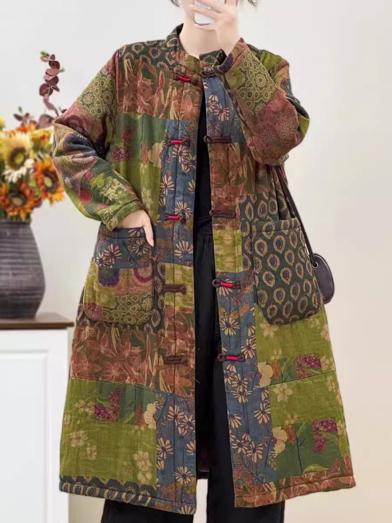 Winter Ethnic Fashion For Women - 에스닉 스타일 레트로 플로럴 프린트 코튼