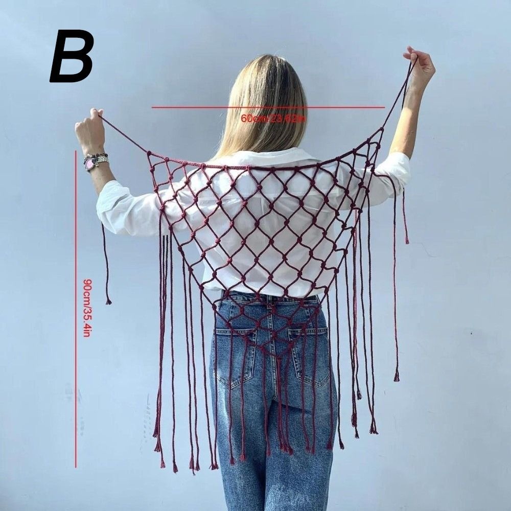 Ethnic Fashion Design - 보헤미안 네트 프린지 스카프 숄 장식