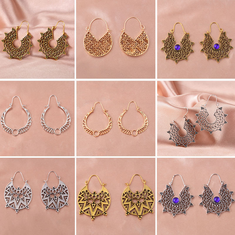 Ethnic Fashion Instagram - 여성용 인스타그램 기하학적 부채 모양의 중공