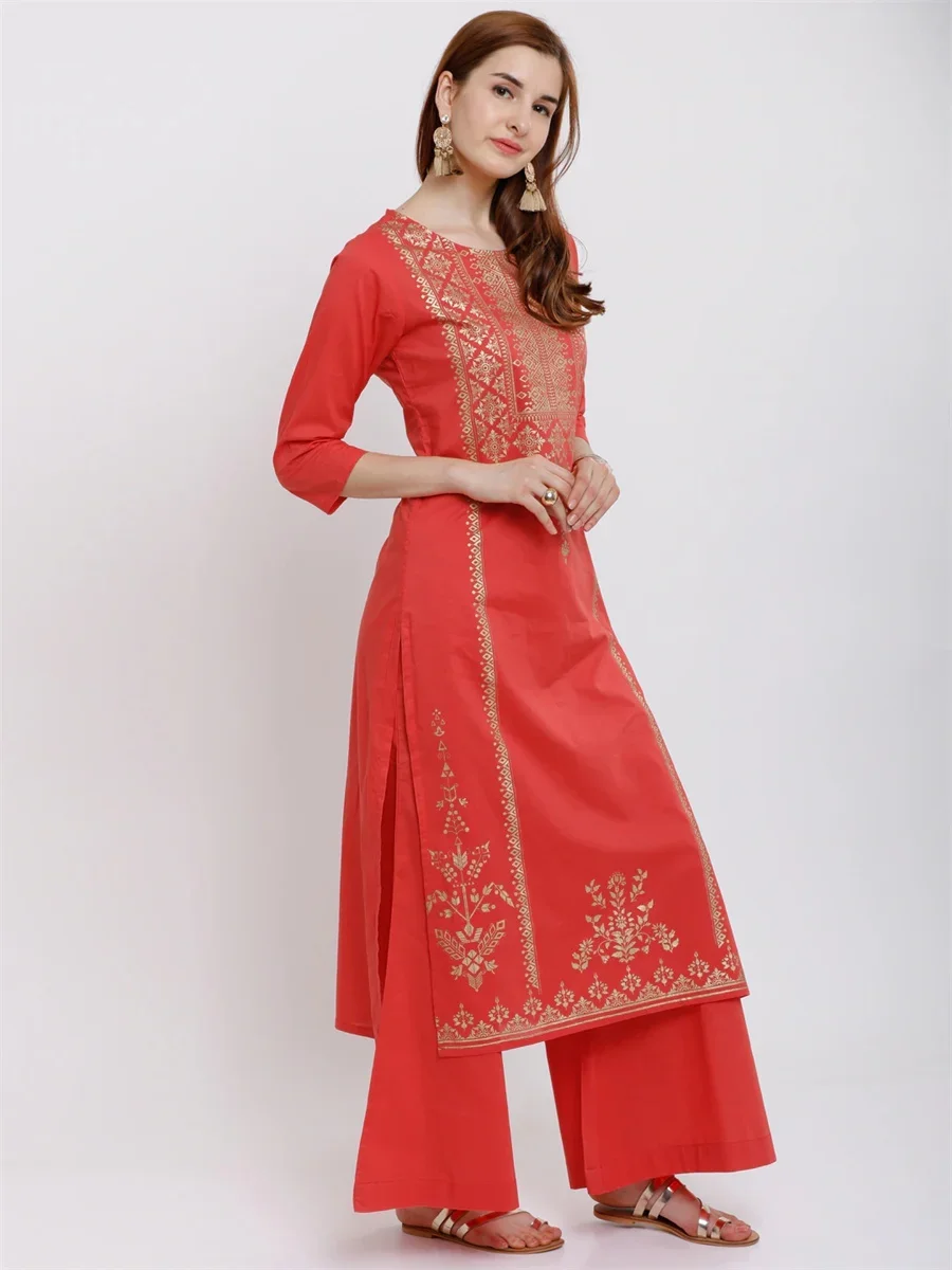 인도 수입 여성 의류 민족 스타일 핫 스탬핑 프린트 면 - Salwar Kameez Set 리뷰 및 가격