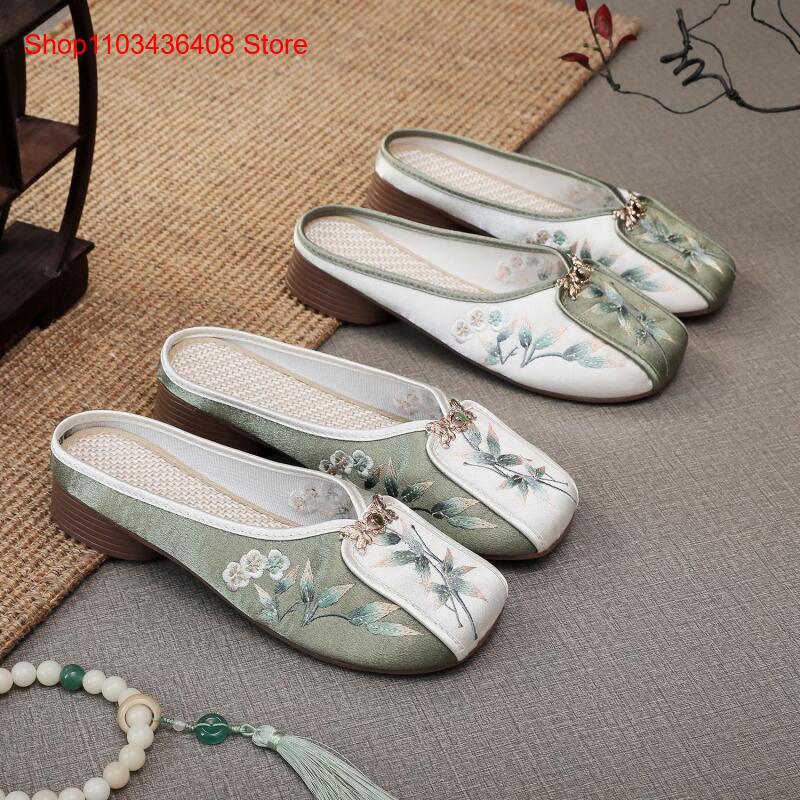 새로운 자수 슬리퍼, 여성용 홈 플랫 천 신발, 민족풍 - Ethnic Fashion 리뷰 및 가격