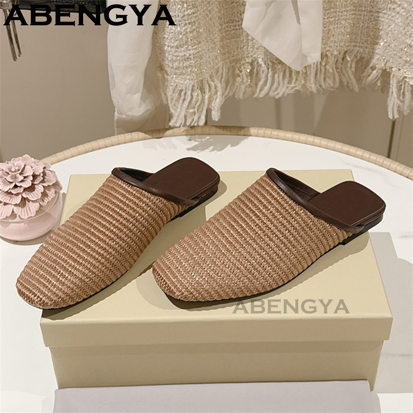 반짝이는 레이스 메쉬 라운드 토 플랫 슬리퍼 여성용 블 - Ethnic Fashion 리뷰 및 가격