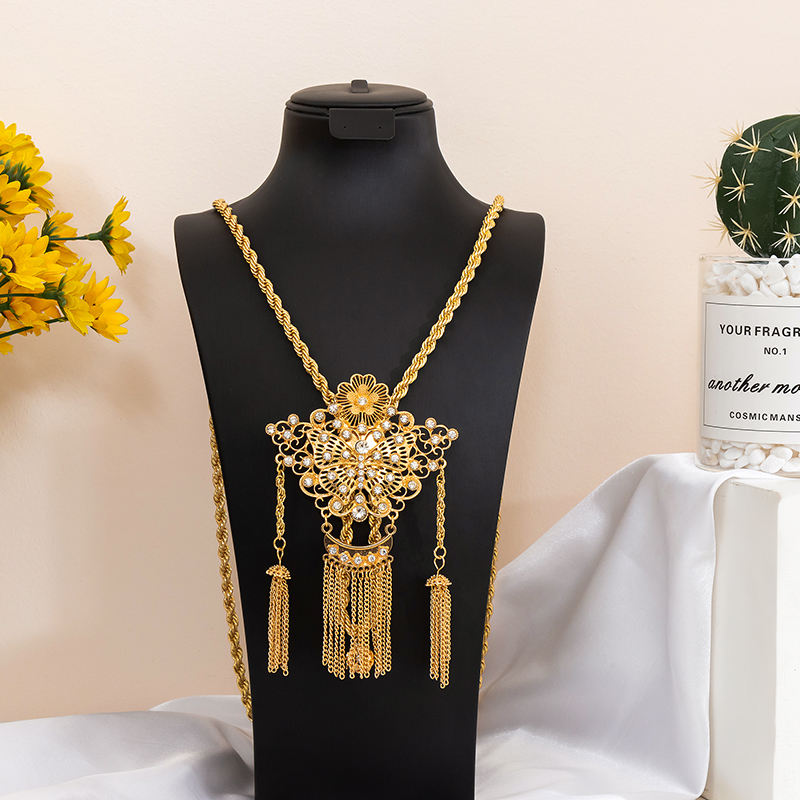 빈티지 속이 빈 라인스톤 나비 펜던트 목걸이, 멀티 레 - Ethnic Fashion Jewellery 리뷰 및 가격