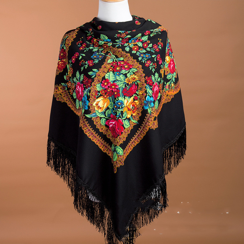 레트로 꽃무늬 프린트 프린지 스카프, 러시아 스카프,  - Winter Ethnic Fashion For Women 리뷰 및 가격