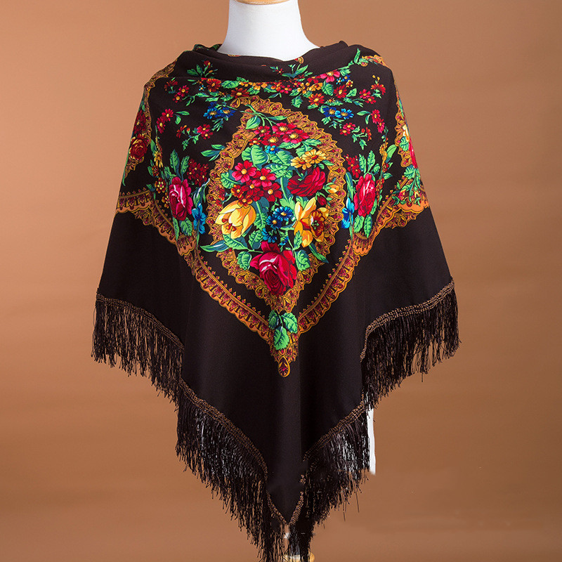 레트로 꽃무늬 프린트 프린지 스카프, 러시아 스카프,  - Winter Ethnic Fashion For Women 리뷰 및 가격
