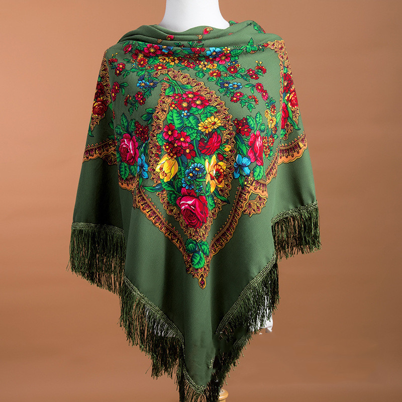 레트로 꽃무늬 프린트 프린지 스카프, 러시아 스카프,  - Winter Ethnic Fashion For Women 리뷰 및 가격