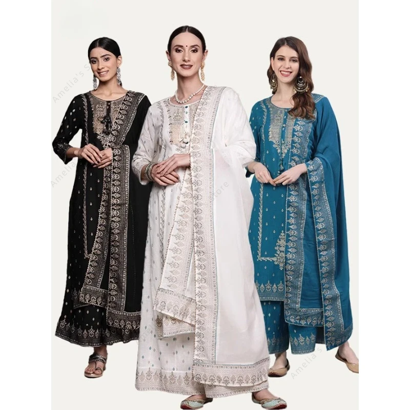 인도 여성 펀자브 정장 3 피스 세트 코튼 꽃 프린트  - Salwar Kameez Set 리뷰 및 가격