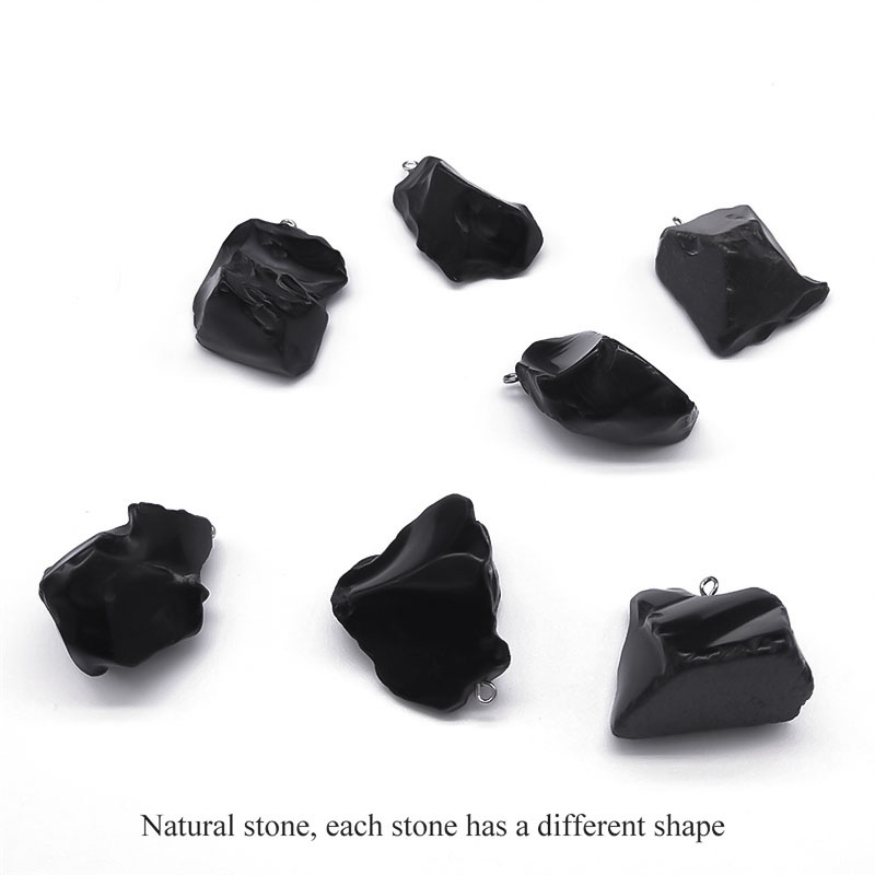 검은 흑요석 불규칙한 천연석 목걸이 Boho 스테인레스 - Ethnic Fashion Jewellery 리뷰 및 가격