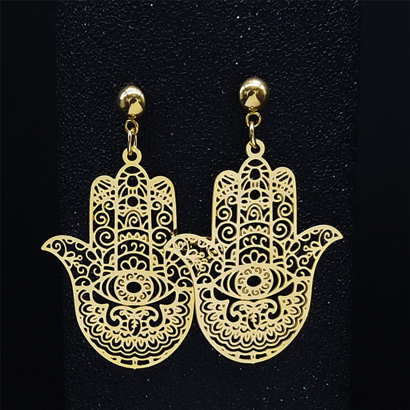 보헤미아 스테인레스 스틸 빅 귀걸이 여성 골드 컬러 파 - Ethnic Fashion Jewellery 리뷰 및 가격