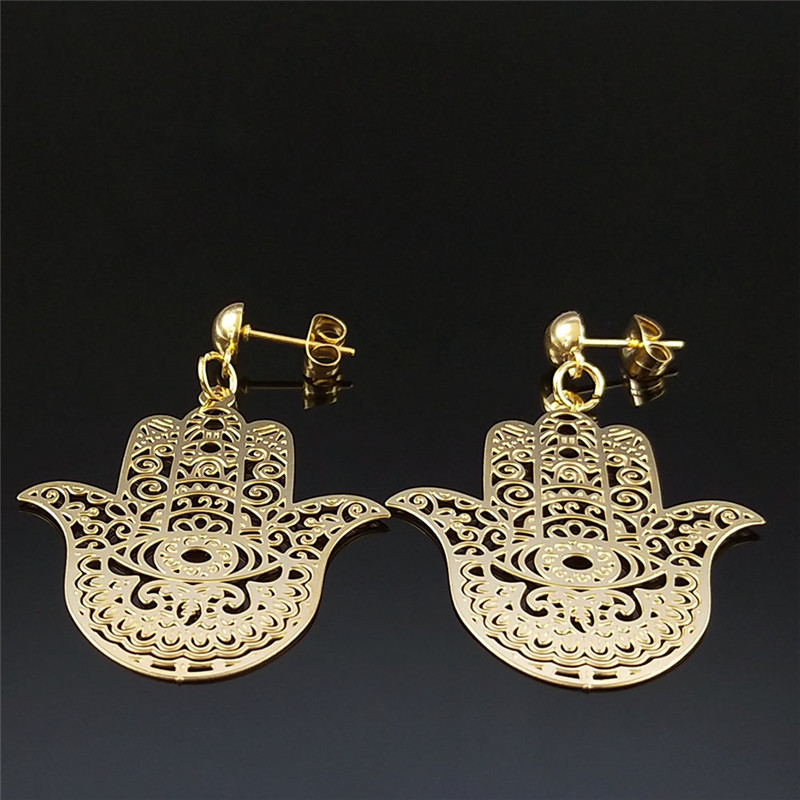 보헤미아 스테인레스 스틸 빅 귀걸이 여성 골드 컬러 파 - Ethnic Fashion Jewellery 리뷰 및 가격