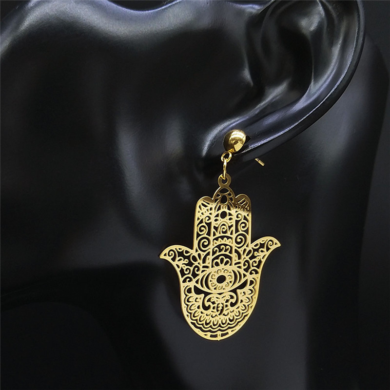 보헤미아 스테인레스 스틸 빅 귀걸이 여성 골드 컬러 파 - Ethnic Fashion Jewellery 리뷰 및 가격